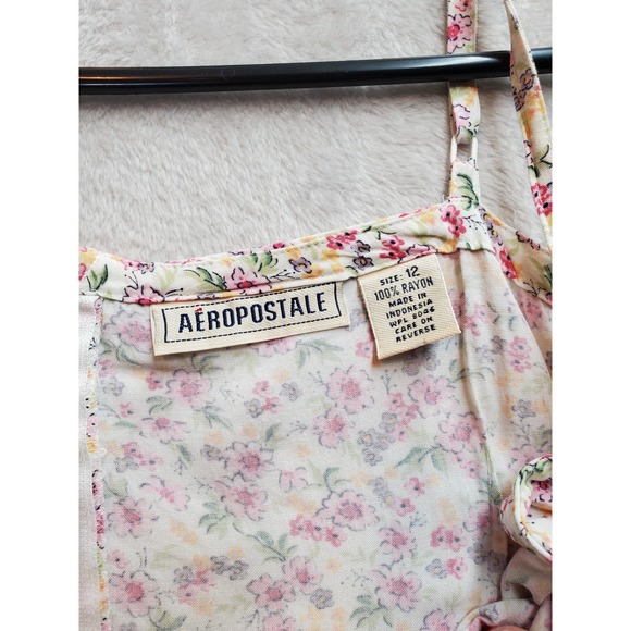 Aéropostale Tank Dress Women Size 12 Multi Floral 100% Rayon Sleeveless Back Zip - Picture 6 of 9